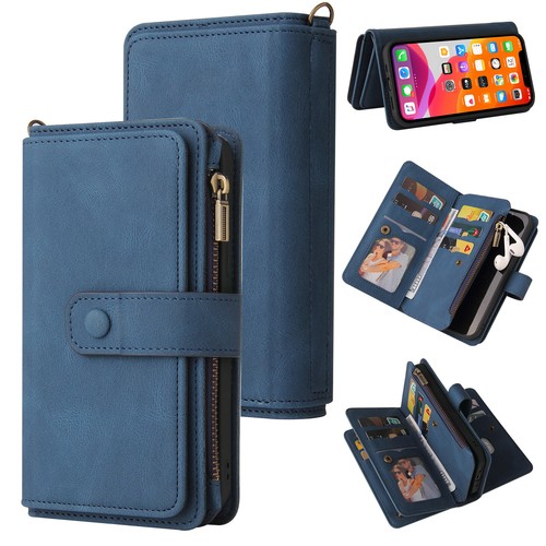 Various Models 15 Cards Zipped Multifunction Wrist Wallet PU Leather Case Cover - Picture 26 of 36