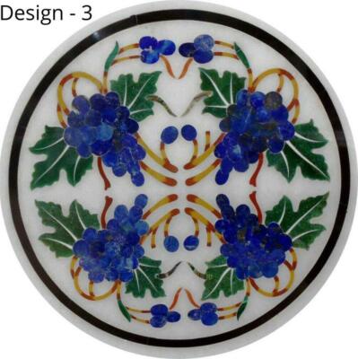 12'' White Marble Corner Table Top Mother of Pearl Inlay Work side Coffee Table