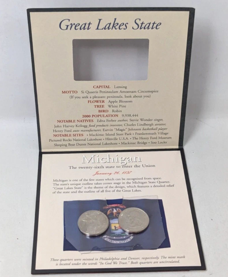 Vintage 2003 MPI Coin US Minted Michigan 50 State P & D Quarter Dollar Set - Image 2 of 3