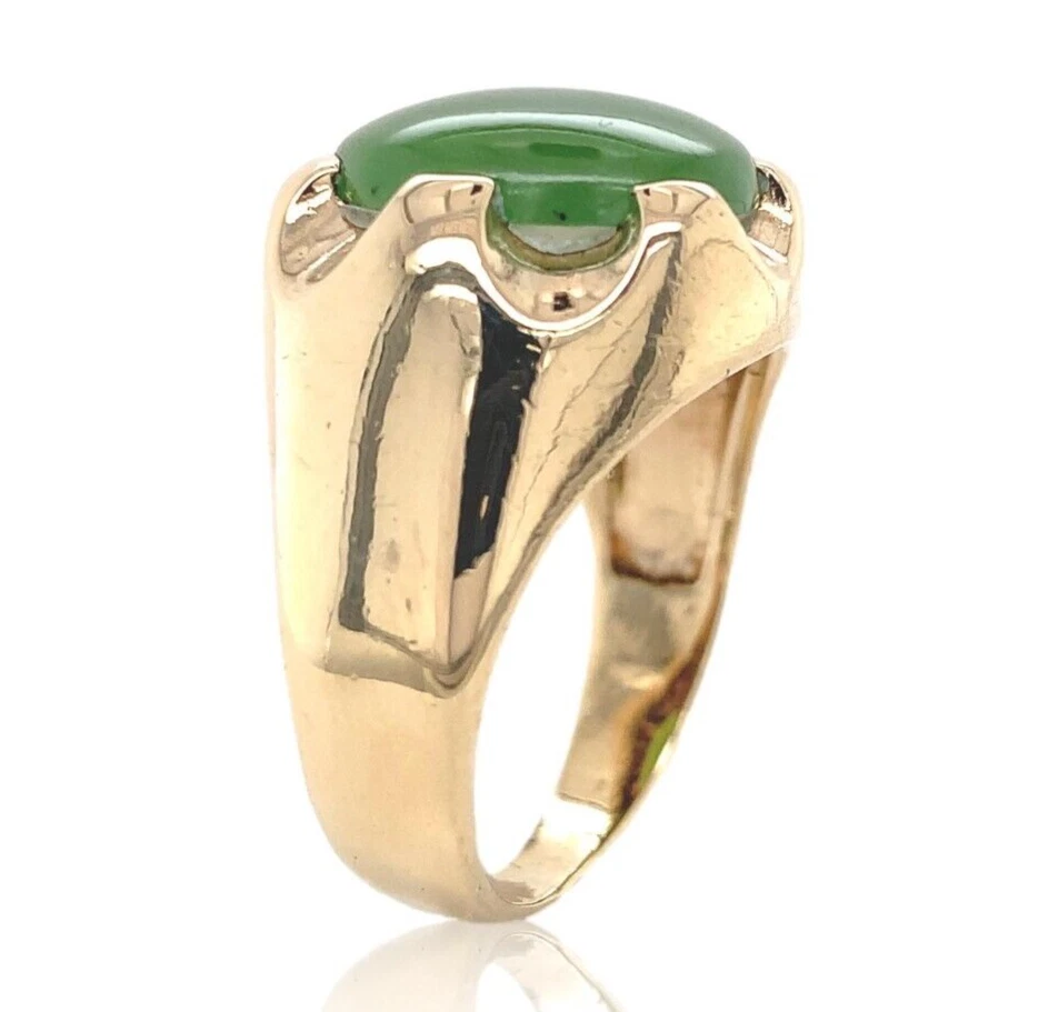 Anillo de jade de oro amarillo de 10k para hombre talla 9,5 (#J6918) Foto 3 de 4