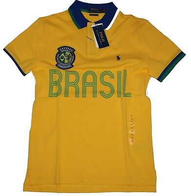 Polo Ralph Lauren Brazil Pony Shirt Custom Slim Fit Yellow Green