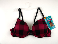 Vanity Fair Womens Ego Boost Add-A-Size Push Up Bra 34A NEW Cosy Check Print