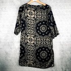 Vegas Robe Droite Femme S Noir Doré Paisley Manche 3/4 Boho Courte Fluide