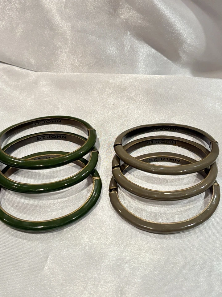 St. John Beautiful Pastel shades Green/Olive Bangle 8.75” Set of 6 - Image 3 of 4