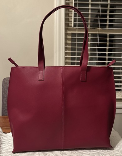Joy Mangano Cabernet E*Lite Leather Satchel Handbag Purse Tote - Picture 2 of 18