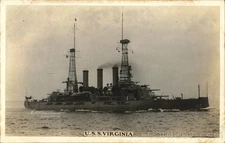 Navy USS Virginia Original Vintage Real Photo Postcard RPPC