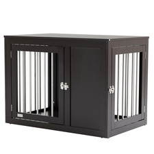 Dog Crate Furniture Wire Pet Cage Wooden Dog Kennel, End Table with Double Do...
