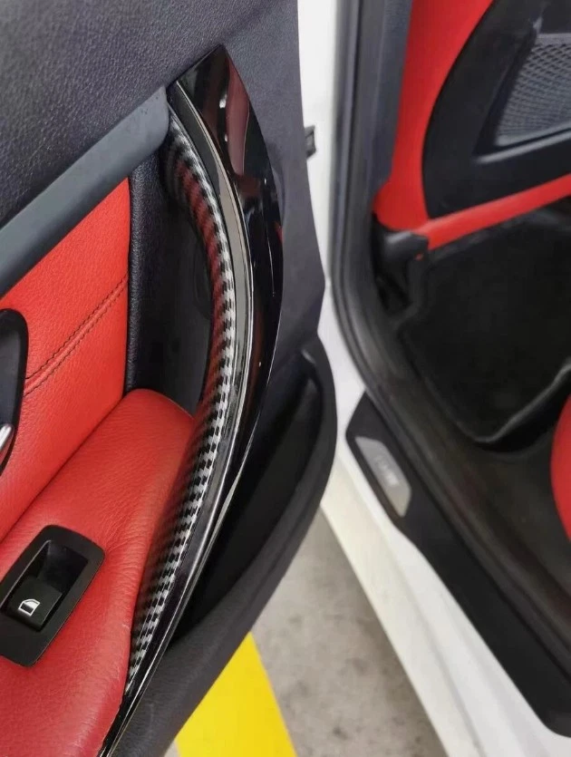 Cubierta de manija de puerta interior de fibra de carbono para BMW F30 F32 F35 328i 428i Foto 3 de 4