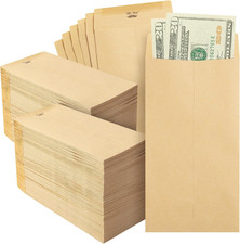 - Money Envelopes for Cash, 6.5" X 3.5", 500 Pack, Bulk Brown Kraft Paper, Cash