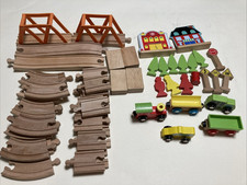 Lot of 55 pc. Wooden Magnetic Train, Train Cars Tracks, Trees People Toys