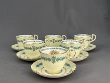6 Vtg Aynsley CAMBRIDGE Enameled Demitasse Cup & Saucer Sets; England; Mint