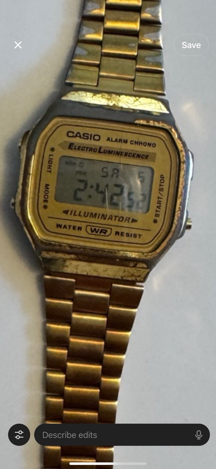 Vintage Casio Gold Digital Watch A168 Alarm Chrono Retro 80s
