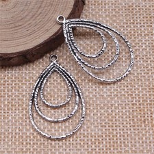 15/40PCS Antique Silver Tone Teardrop Charm Connector Pendant GGS115