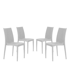 set da 4 Sedie In Plastica Da Giardino E Da Esterno Stile Rattan bianco