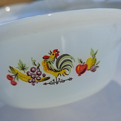 Rare Fire King Chanticleer Anchor Hocking Rooster 1 Pint Casserole Baking Dish