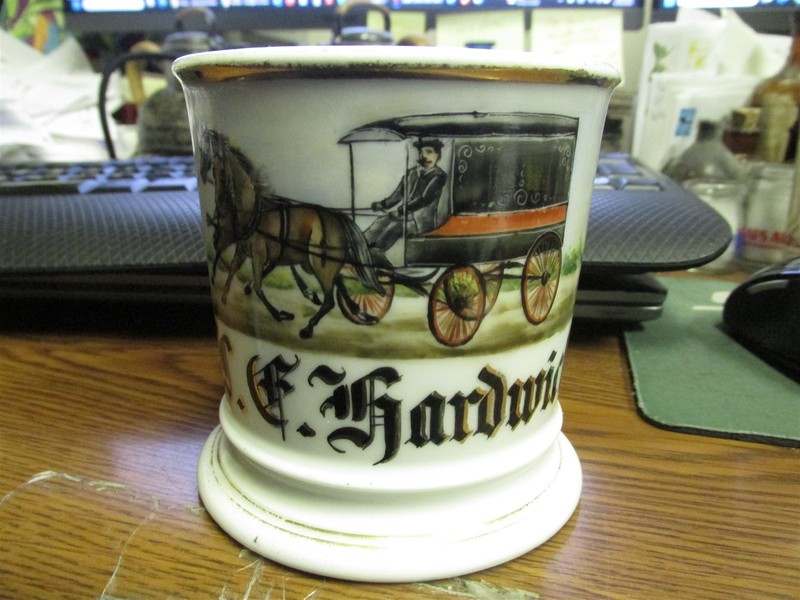 Vintage Occupational Shaving Mug F.C Hardwick Horse-Drawn Delivery Wagon LIMOGES