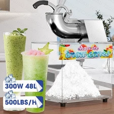 VNN 500LBS/H Commercial Snow Cone Machine Electric Ice Shaver Ice Crusher 48L