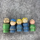 Vintage Fisher Price Little People Wooden Figures Lot of 5 (Flaws)