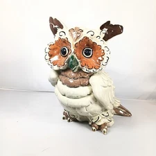 Vintage Kay Finch California Gray/Brown Owl bird Statue Ceramic Pottery 8.5 Inch