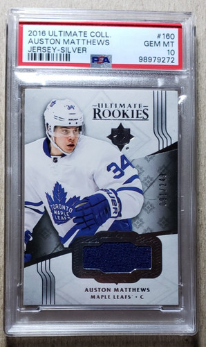 2016 Ultimate Collection Silver Auston Matthews Jersey RC /249 PSA 10 Leafs