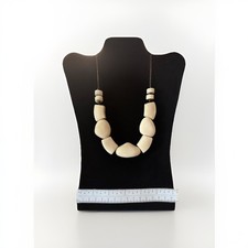 Chunky Beaded Tagua Nut Necklace Beige Handma...