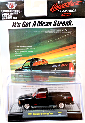 C1500 Chevrolet 1991 SS 454 Sans Big Block 7.4L M2 Black Red Interior 1/64