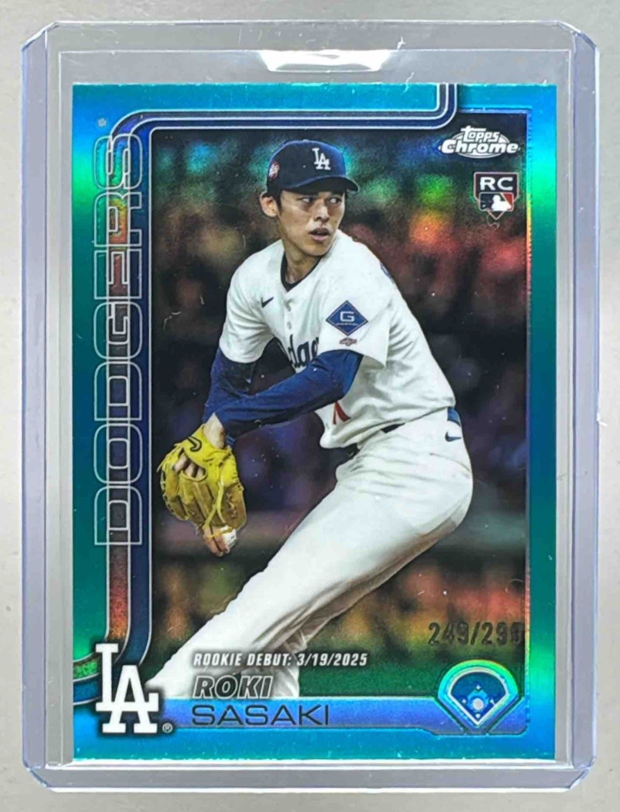 Roki Sasaki 2025 Topps Chrome Update #USC73 Teal Refractor Rookie RC /299