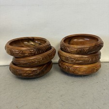 Vintage Hand Carved Monkey Pod Wood Bowls Set of 6 Polynesian Tiki  Bar Decor 6&rdquo;