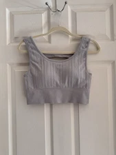 Yogalicious Melanie Seamless Cable Knit Longline Padded Bra Gray XL