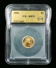 1999 $5 American Gold Eagle ICG MS70 #7576