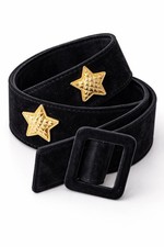 Vintage ESCADA West Germany Black Velvet Star Belt Gold Appliqu Leather EU 38