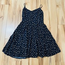 Old Navy Ditsy Floral Mini Tank Dress Smocked Back Sz XL Blue Pockets Cottage