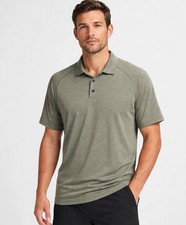 LULULEMON Evolution Short Sleeve Polo Shirt Golf Performance Size M Mini Stripe
