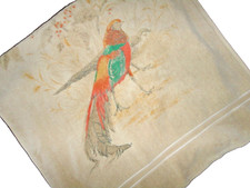 VINTAGE COLORFUL BIRD TOWEL ORANGE TEAL TAN 1 BATH TOWEL 25 X 46