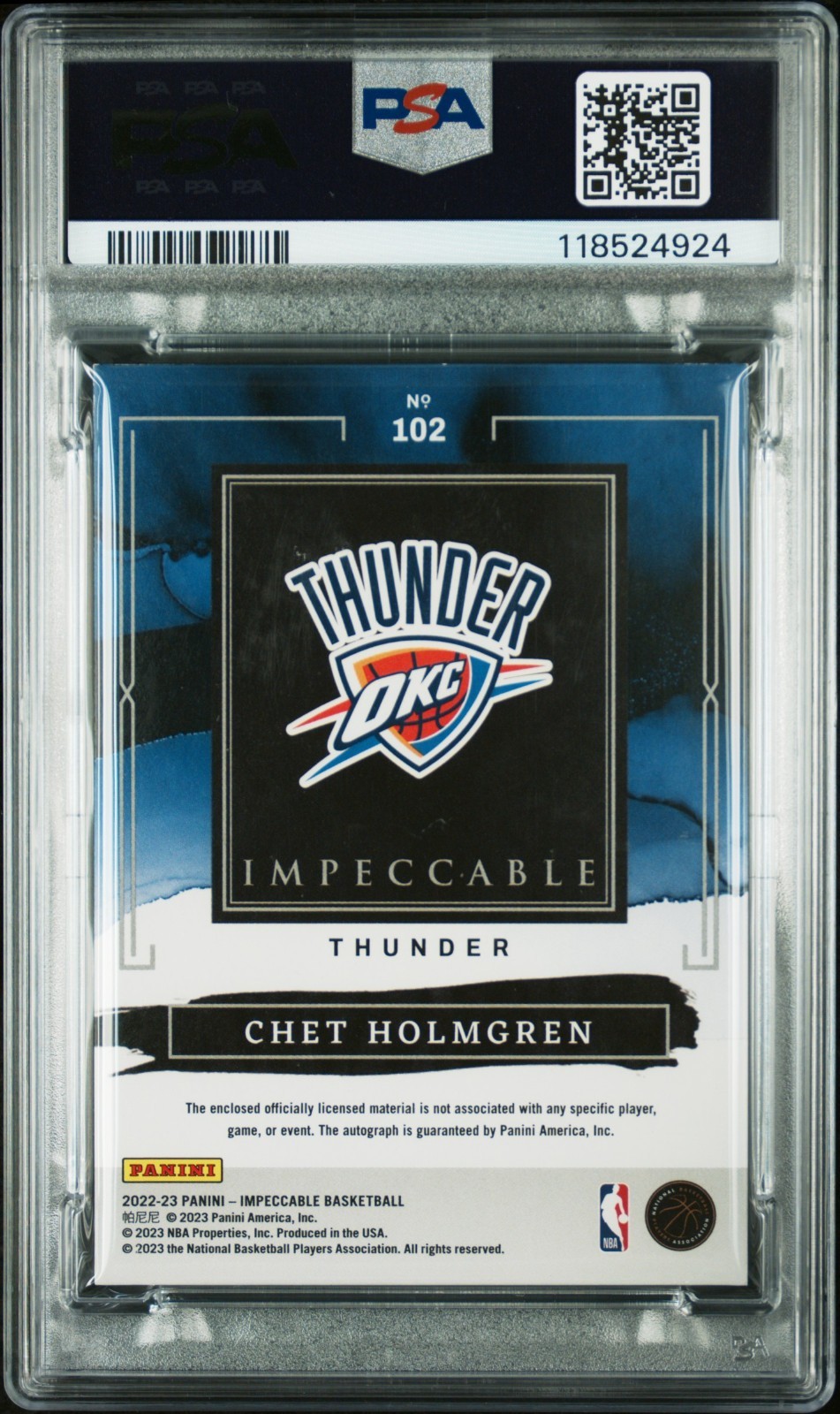 🏀2022-23 Panini Impeccable RPA Chet Holmgren PSA AUTO 10 3 COLOR PATCH view 2