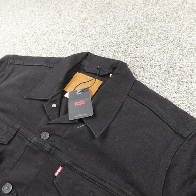 NEW Levis Jacket Mens XL Dark Black Denim Premium Type 3 Trucker Western Work