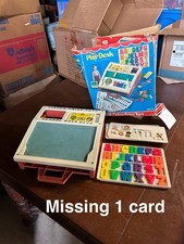 Vintage 1972 Fisher Price School Days Portable Play Desk W Letters Numbers Cards