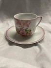 Antique FLORAL TEA COFFEE CUP & Saucer Porcelain Pink Flowers Made In Germany