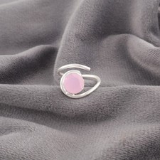Rose Chalcedony Dainty Promise Band Wife Wedding Anniversary New Ring 925 Silver