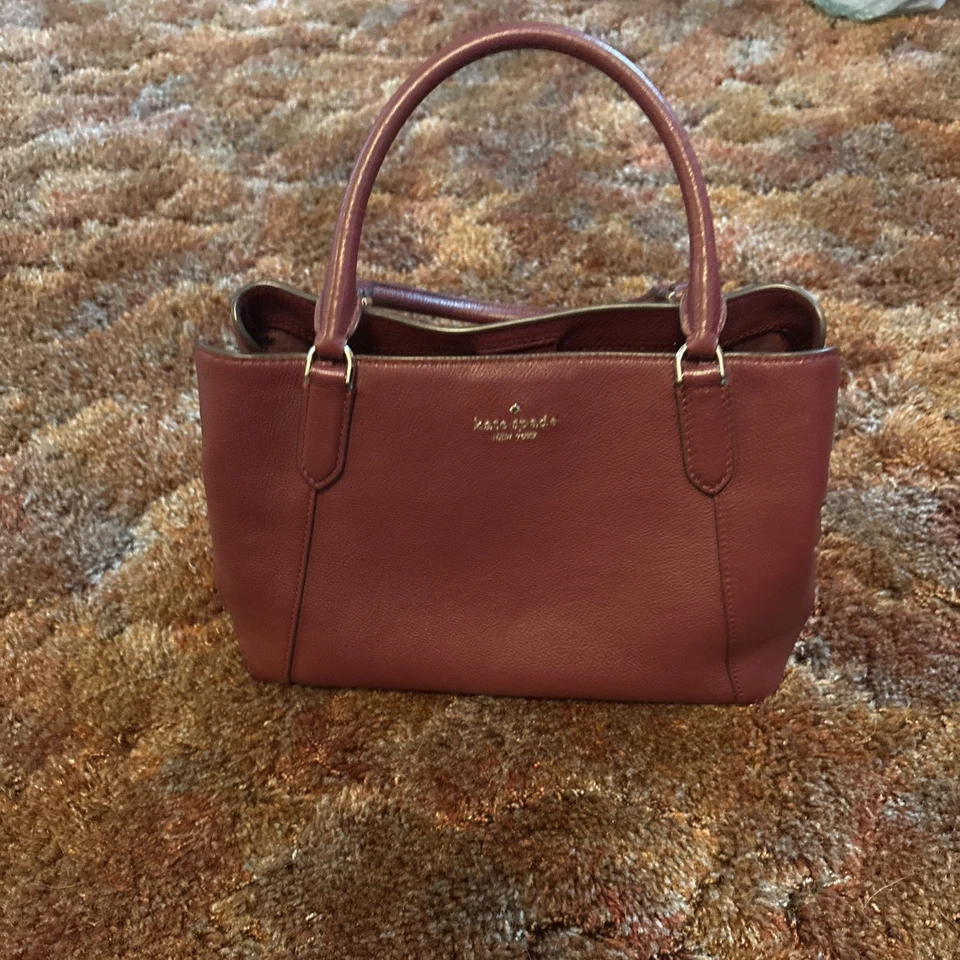 Kate Spade New York Double Handle or Purse S388 Burgundy EUC #23076Missing Strap - Image 2 of 4