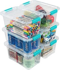 Storage Bins W/ Lids 6 Pack Clear Storage Containers 7 Quart Stackable Plastic