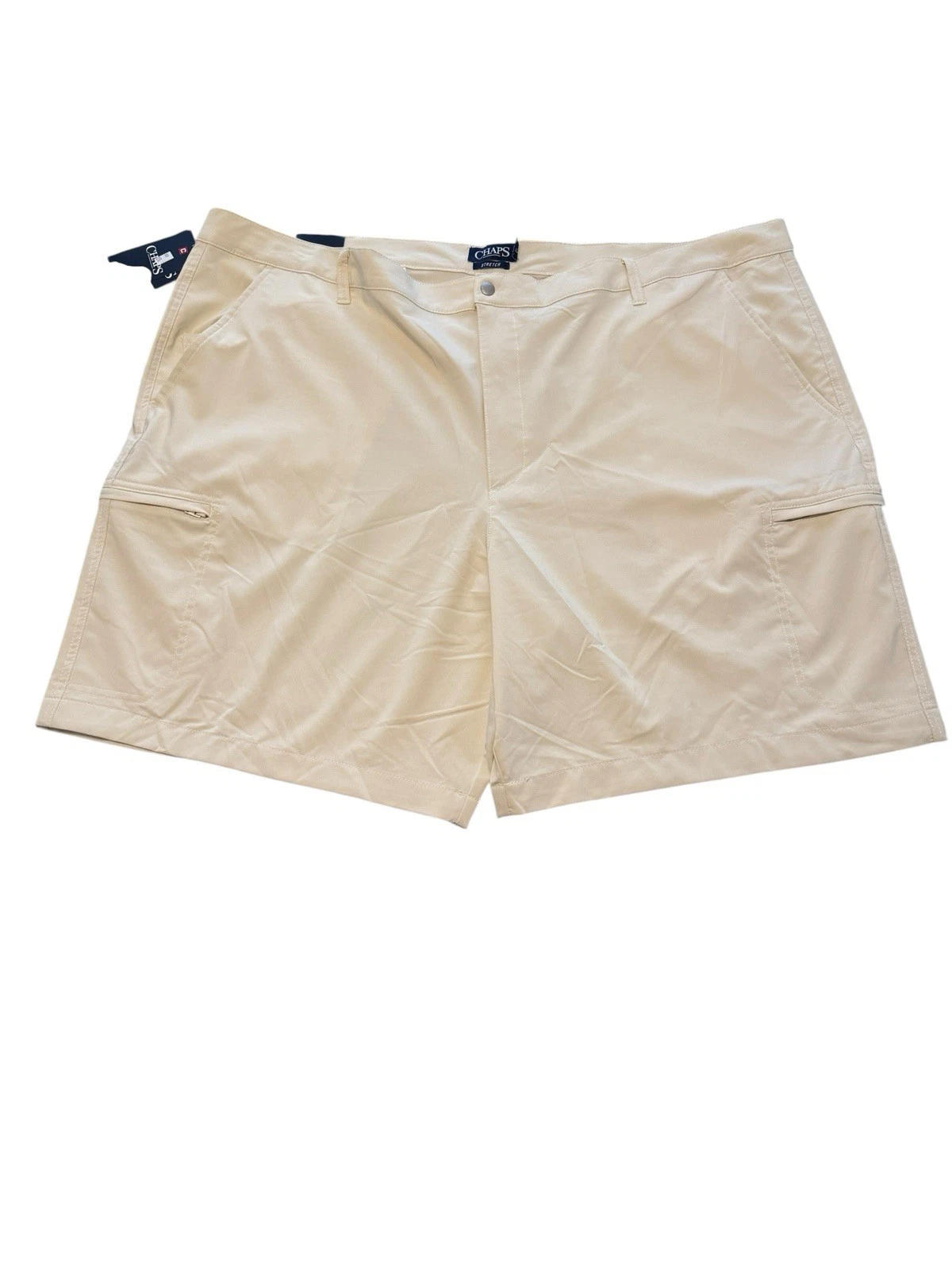 CHAPS Mens Flat Front Stretch Shorts Stone Tan Big & Tall NWT $68 Retail Size 50