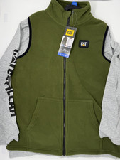 Boys Size L 14/16 CAT 2-Piece Vest Set Long Sleeve Shirt Vest Gray Green