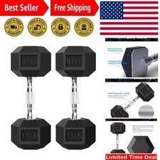 Durable 15 LB Hex Dumbbells - Ideal for Home ...