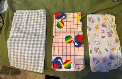 Vintage Boy Lot Of 3 Receiving Blankets