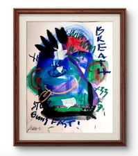 Original Art Stop! 14x11 Abstract Expressionist Painting on Paper