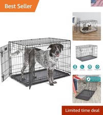 Folding 36-Inch Dog Crate with Secure Latches  Divider - Safe for Medium Breeds