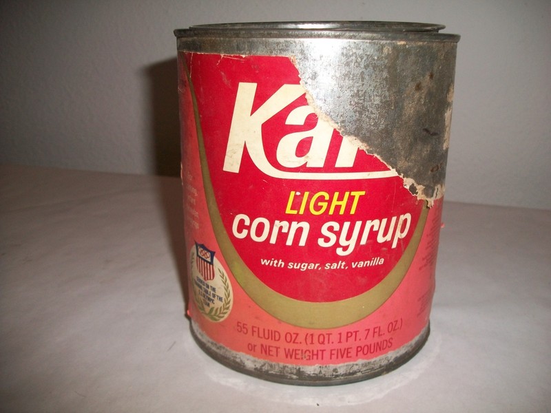 Vintage KARO SYRUP TIN with LID--6" Tall, 5" Diameter--Steel Can--Free Ship