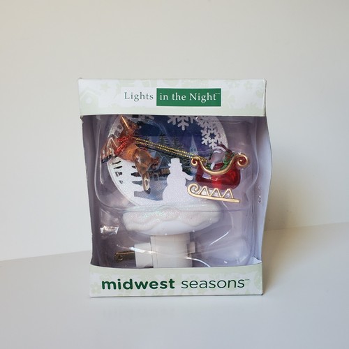 Lights In The Night Midwest Seasons Night Light Santa Flying Sleigh Reindeer - Picture 11 of 11