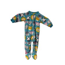 Carter's Baby Fleece Footed Sleeper Teal Zoo Animal Print Zip Up Pajamas 6-9M